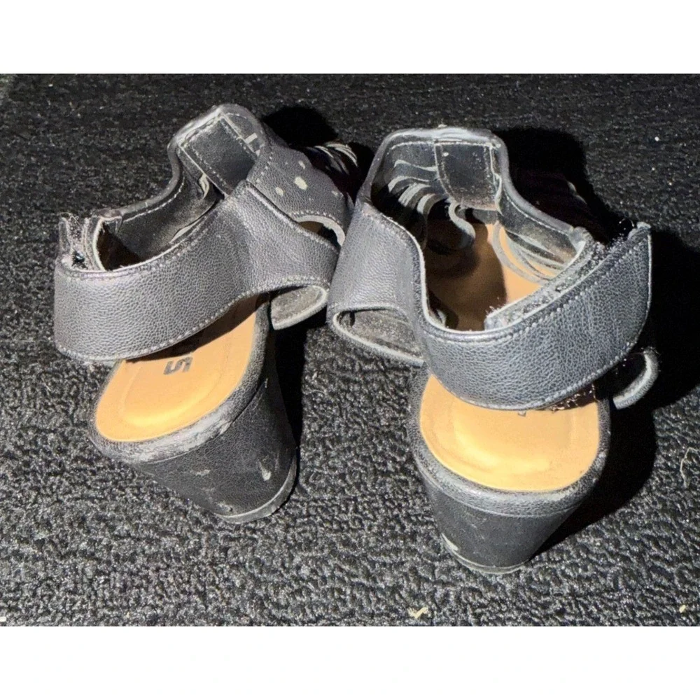 Soda - Black Leatherette Peep Toe Slit Slingback Sandals Size 13